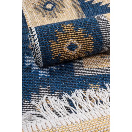 Kahepoolne idamaine vaip KILIM 80x150 cm sinine/beež