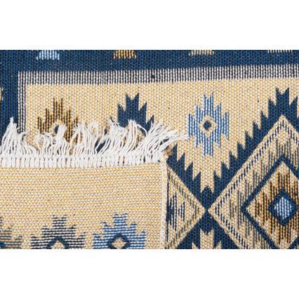 Kahepoolne idamaine vaip KILIM 80x150 cm sinine/beež