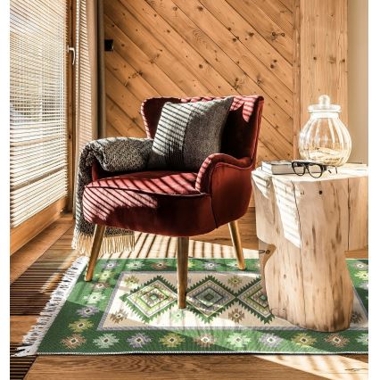 Kahepoolne orientaalne vaip KILIM 80x150 cm roheline/beež