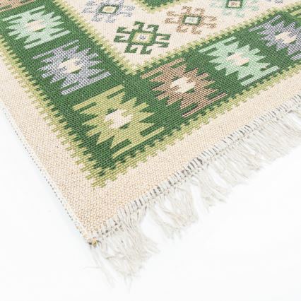 Kahepoolne orientaalne vaip KILIM 80x150 cm roheline/beež
