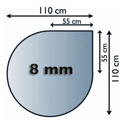 Kamina alune klaas 1100x1100x8 mm pisar