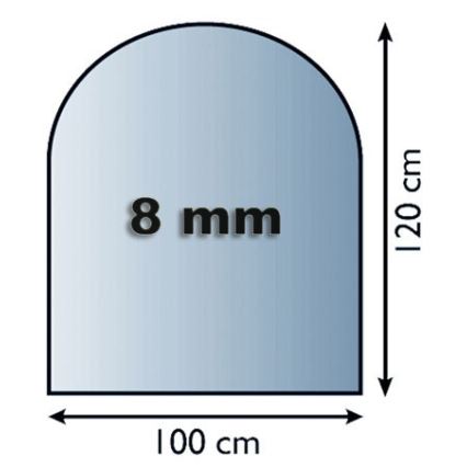 Kamina alune klaas 1200x1000x8 mm poolkaar