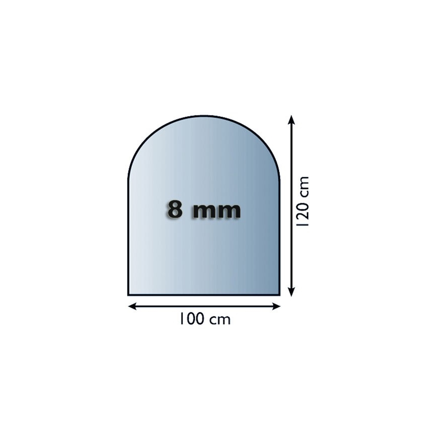Kamina alune klaas 1200x1000x8 mm poolkaar