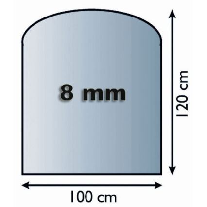 Kamina alune klaas 1200x1000x8 mm poolkaar