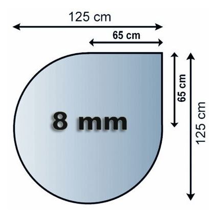 Kamina alune klaas 1250x1250x8 mm pisar