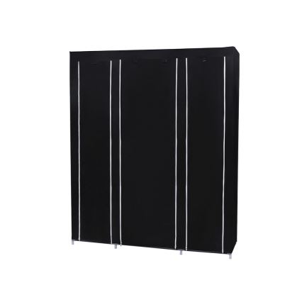 Kangast hoiukapp riiulite ja rõivapulgaga MATIS 150x175 cm must