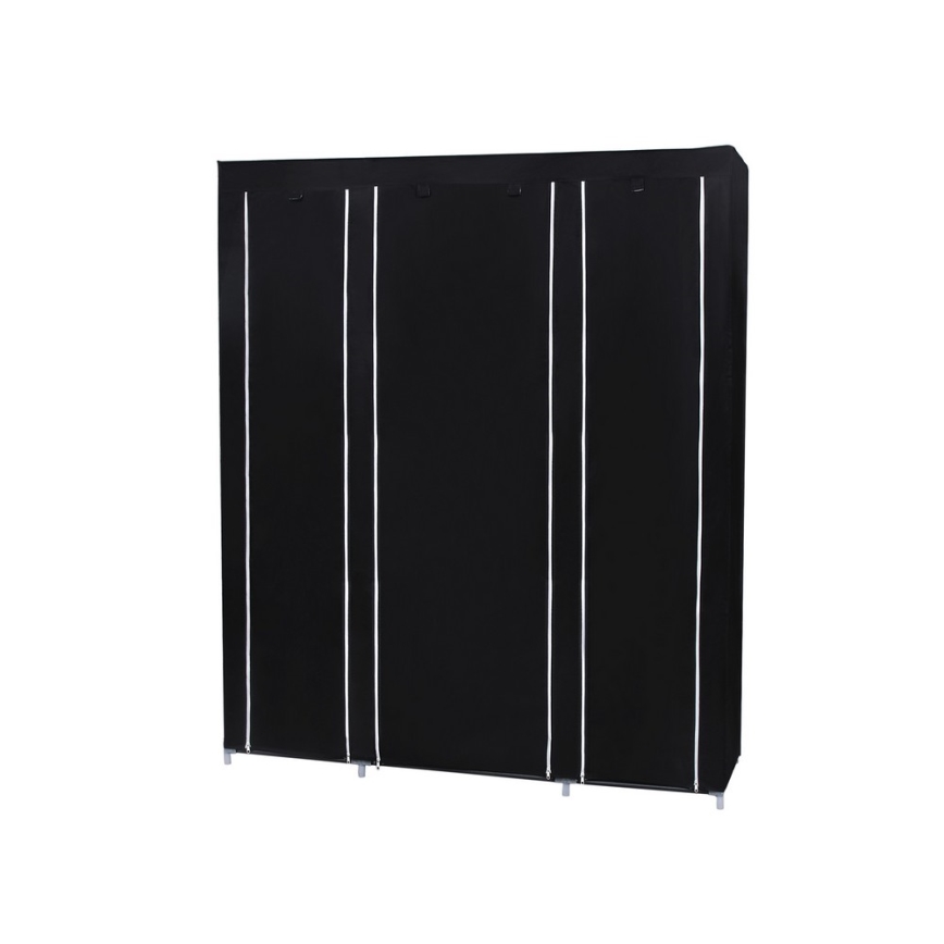 Kangast hoiukapp riiulite ja rõivapulgaga MATIS 150x175 cm must