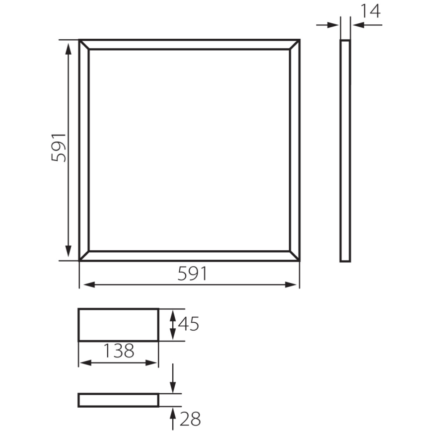 LED Süvistatav raam AVAR LED/40W/230V 4000K 59x59 cm