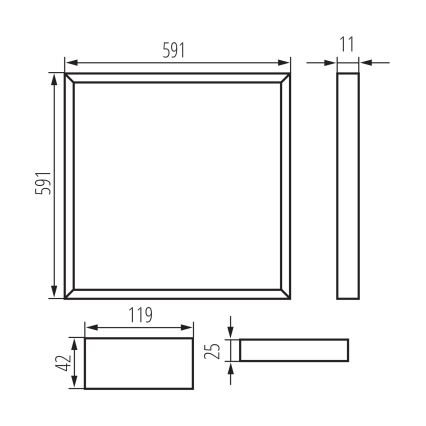 LED ripplae raam AVAR LED/32W/230V 4000K 59x59 cm