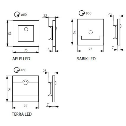 LED Trepivalgusti APUS anduriga LED/0,8 W/12V 3000K