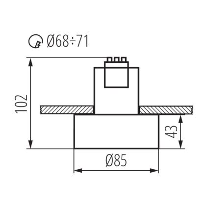 Kanlux 27575 - Süvistatav valgusti MINI RITI 1xGU10/25W/230V must/kuldne