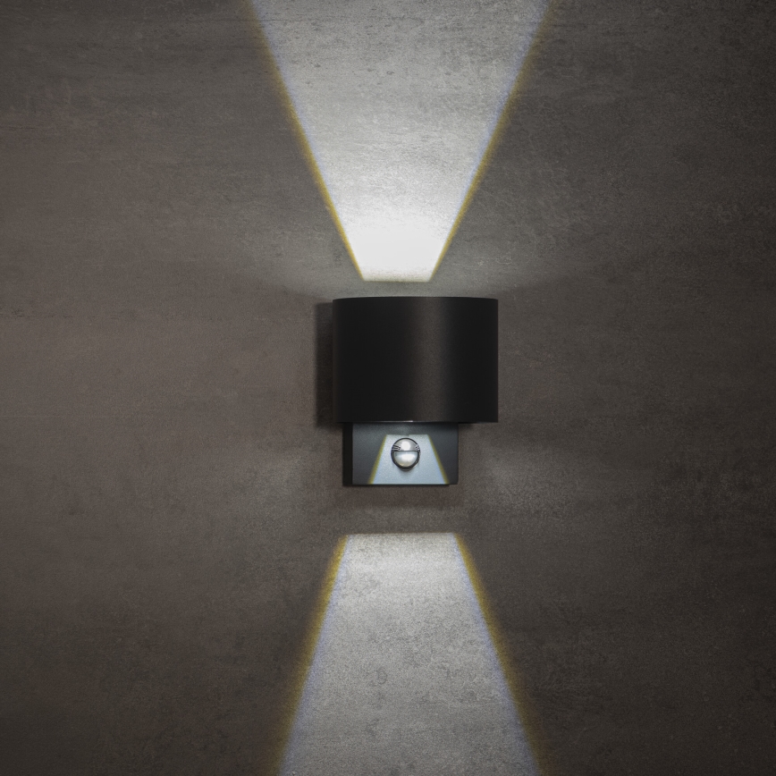 LED välisseinavalgusti anduriga REKA LED/7W/230V IP54 antratsiit ümmargune