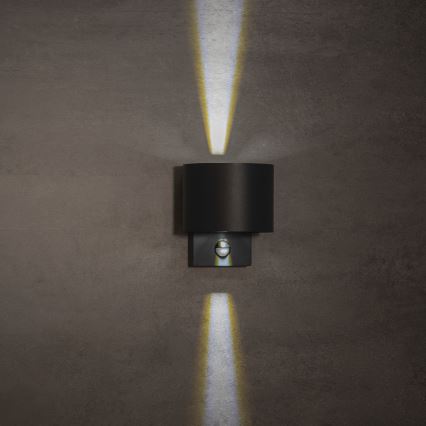 LED välisseinavalgusti anduriga REKA LED/7W/230V IP54 antratsiit ümmargune