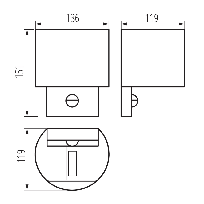 LED välisseinavalgusti anduriga REKA LED/7W/230V IP54 antratsiit ümmargune