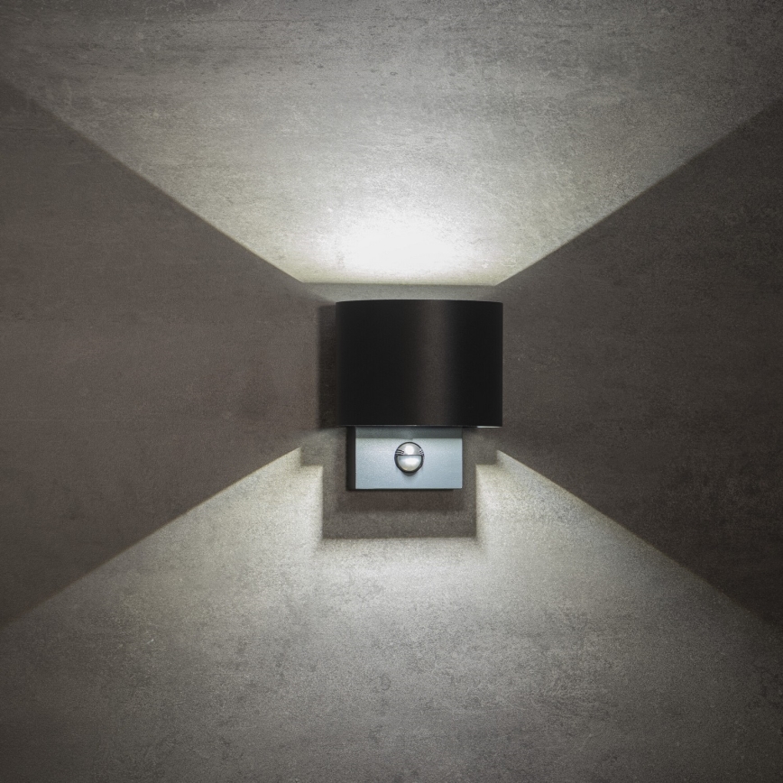 LED-välisseinavalgusti liikumis- ja hämarussensoriga REKA, 7 W, 230 V, IP54, antratsiitne, ümmargune