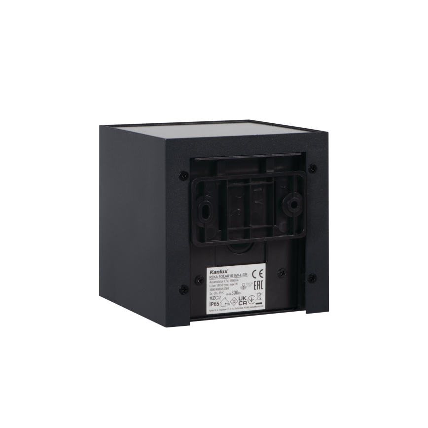 LED päikeseseinavalgusti anduriga REKA LED/3W/3,7V 1800 mAh 3000/4000/6500K IP65 antratsiit