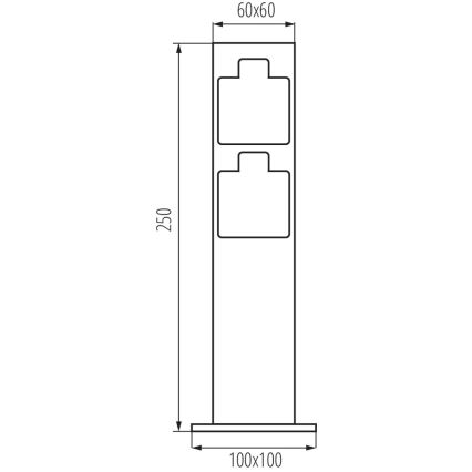 Väli pistikupesadega torn NASTO 2Z Type E 230V IP44 antratsiit