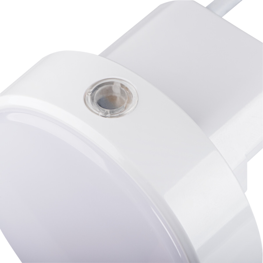 LED hämardatav öövalgusti hämarusanduriga pistikupessa ULOV LED/0,5W/230V valge