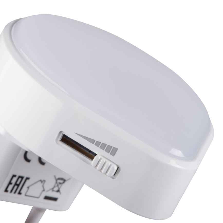 LED hämardatav öövalgusti hämarusanduriga pistikupessa ULOV LED/0,5W/230V valge