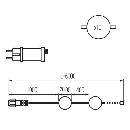 LED Väli dekoratiivne kett GARLAND STONO 10xLED/10W/230V 6m IP67