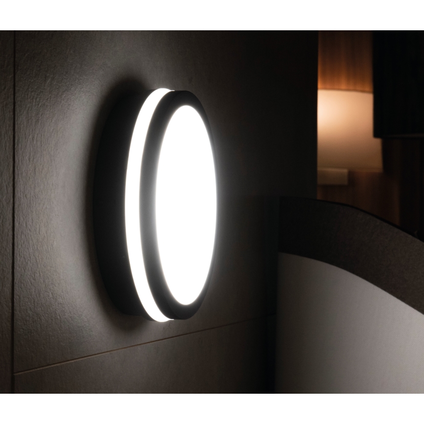 LEd Väli laevalgusti liikumisanduriga BENO LED/12/18W/230V 3000/3500/4000K IP65 antratsiit ümmargune