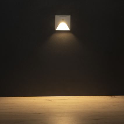 LED trepi valgusti liikumis- ja hämarussensoriga EXIN LED/2,5W/230V 3000K IP65 valge ruudukujuline