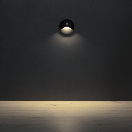 LED-trepi valgusti liikumis- ja valgusanduriga EXIN LED/2,5W/230V 4000K IP65 must ümmargune