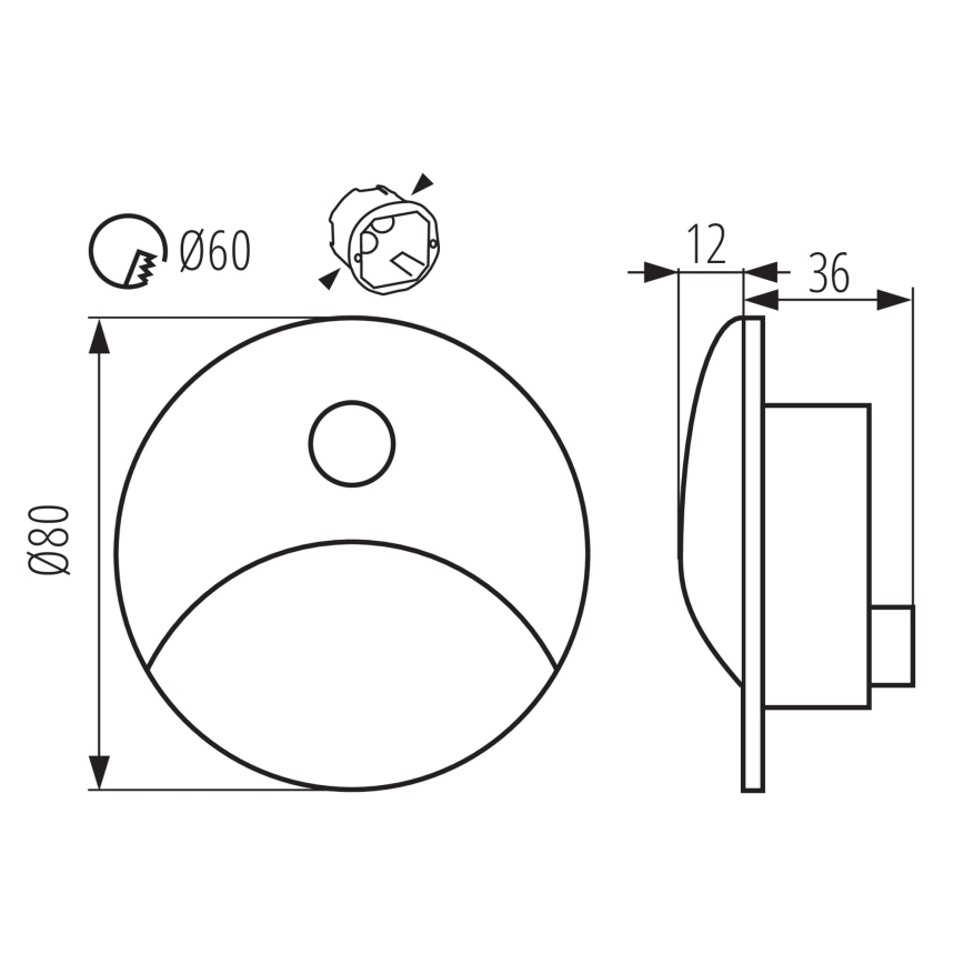 LED trepi valgusti liikumis- ja hämarussensoriga EXIN LED/2,5W/230V 4000K IP65 antratsiit ümmargune