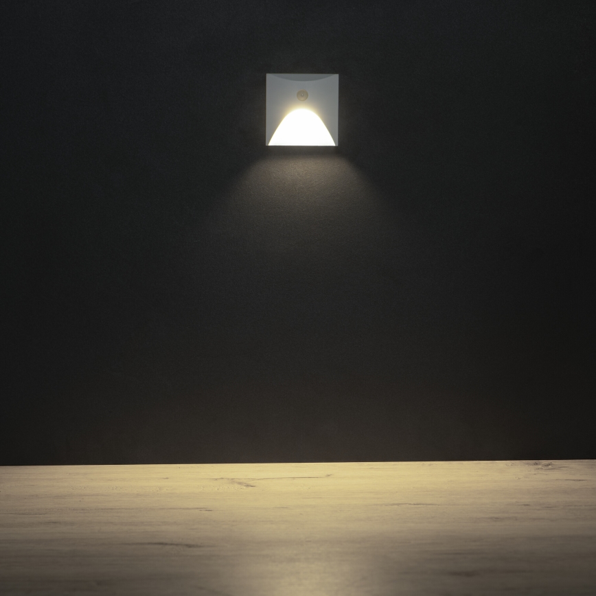 LED-trepivalgusti liikumis- ja hämarussensoriga EXIN LED/2,5W/230V 4000K IP65 valge, ruudukujuline