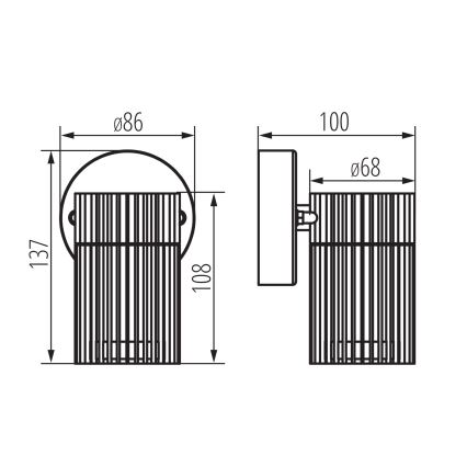 Välisseinale paigaldatav suunatav seinavalgusti RADILO 1xGU10/11W/230V IP44 must