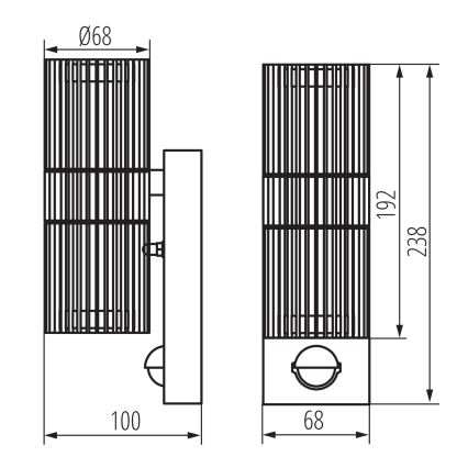 Seinale paigaldatav suunavalgusti liikumis- ja hämarussensoriga RADILO 2xGU10/11W/230V IP44 must