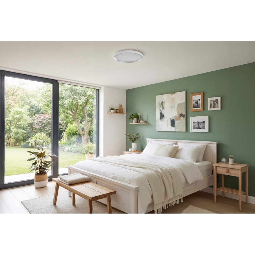 Hämardatav LED-laelamp LIXAN LED/47W/230V 3000-6500K Ø 38,6 cm valge/hõbedane + kaugjuhtimispult