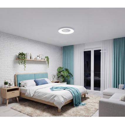 LED RGBW hämardatav laelamp ventilaatoriga PLAVE PAN LED/24W/230V 3000-6500K läbimõõt 48,5 cm valge + kaugjuhtimispult