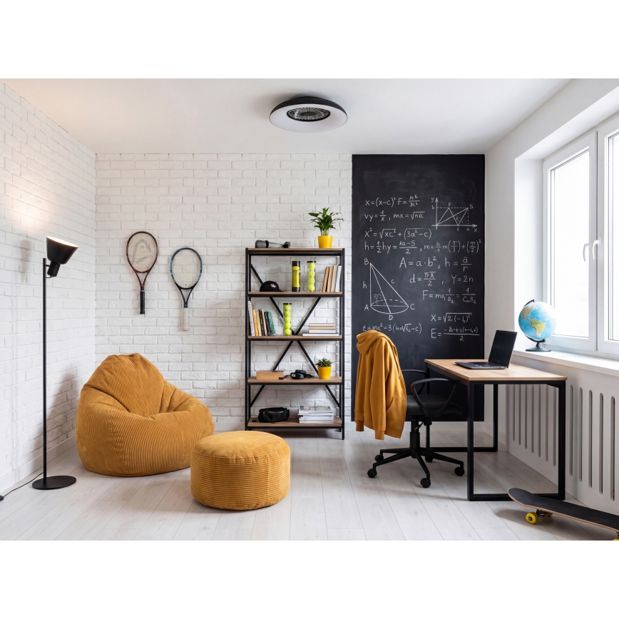 LED RGBW hämardatav laevalgusti ventilaatoriga PLAVE PAN LED/48W/230V 3000-6500K läbimõõt 60 cm must + kaugjuhtimispult