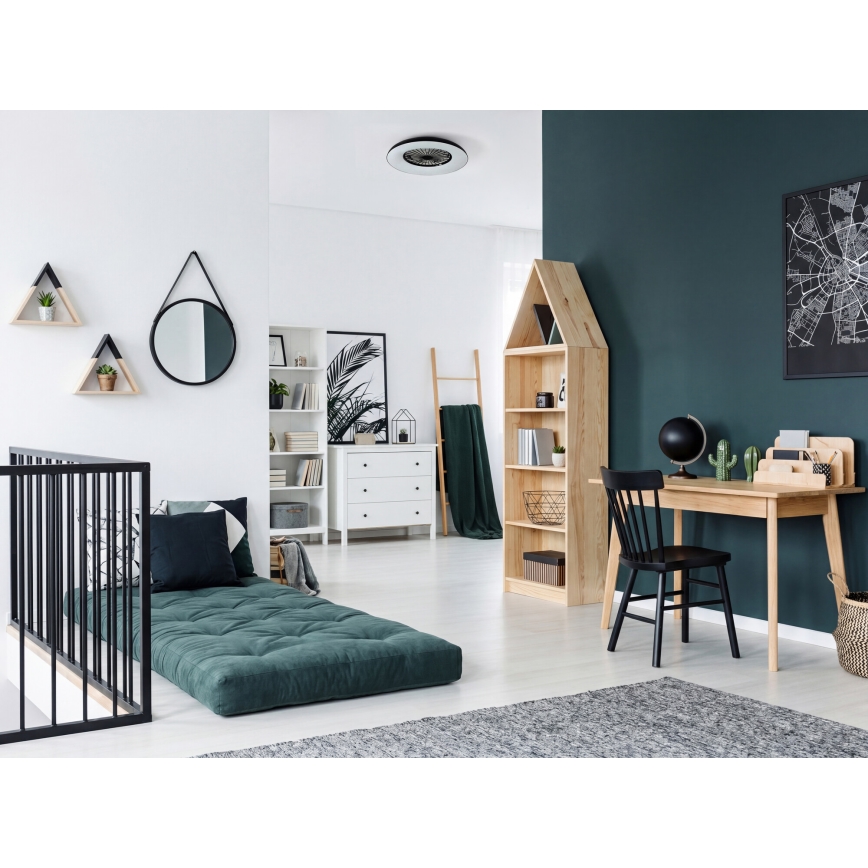 LED RGBW hämardatav laevalgusti ventilaatoriga PLAVE PAN LED/48W/230V 3000-6500K läbimõõt 60 cm must + kaugjuhtimispult
