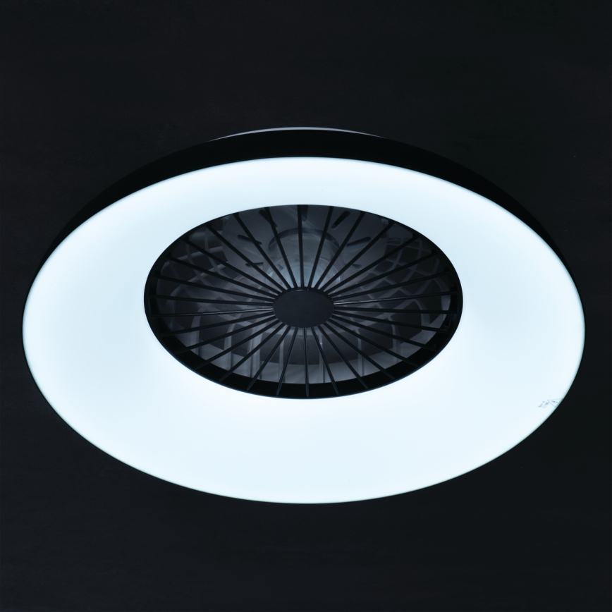 LED RGBW hämardatav laevalgusti ventilaatoriga PLAVE PAN LED/48W/230V 3000-6500K läbimõõt 60 cm must + kaugjuhtimispult