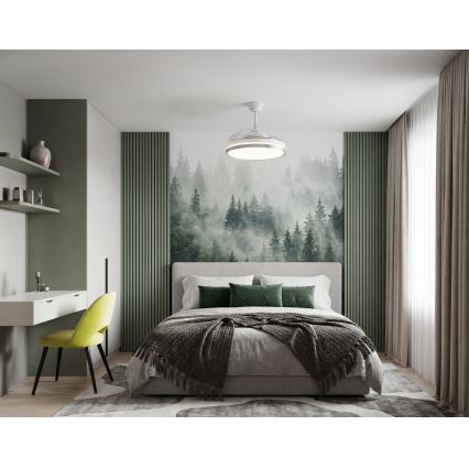 LED-hämardatav laelamp ventilaatoriga PLAVE LED/36W/230V 3000-6500K hõbe/valge + kaugjuhtimispult