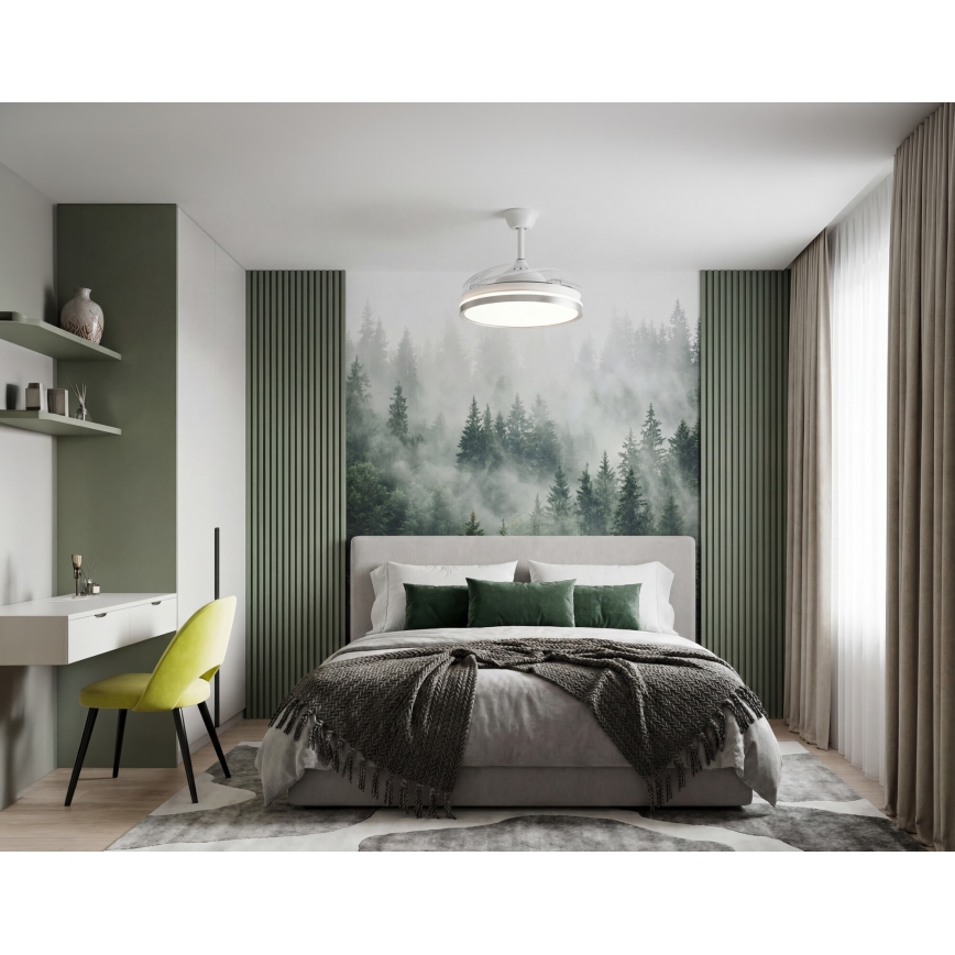 LED-hämardatav laelamp ventilaatoriga PLAVE LED/36W/230V 3000-6500K hõbe/valge + kaugjuhtimispult