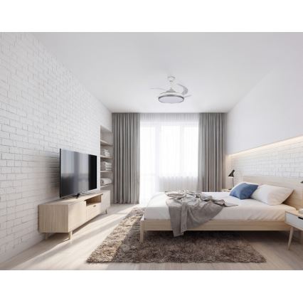 LED-hämardatav laelamp ventilaatoriga PLAVE LED/36W/230V 3000-6500K hõbe/valge + kaugjuhtimispult