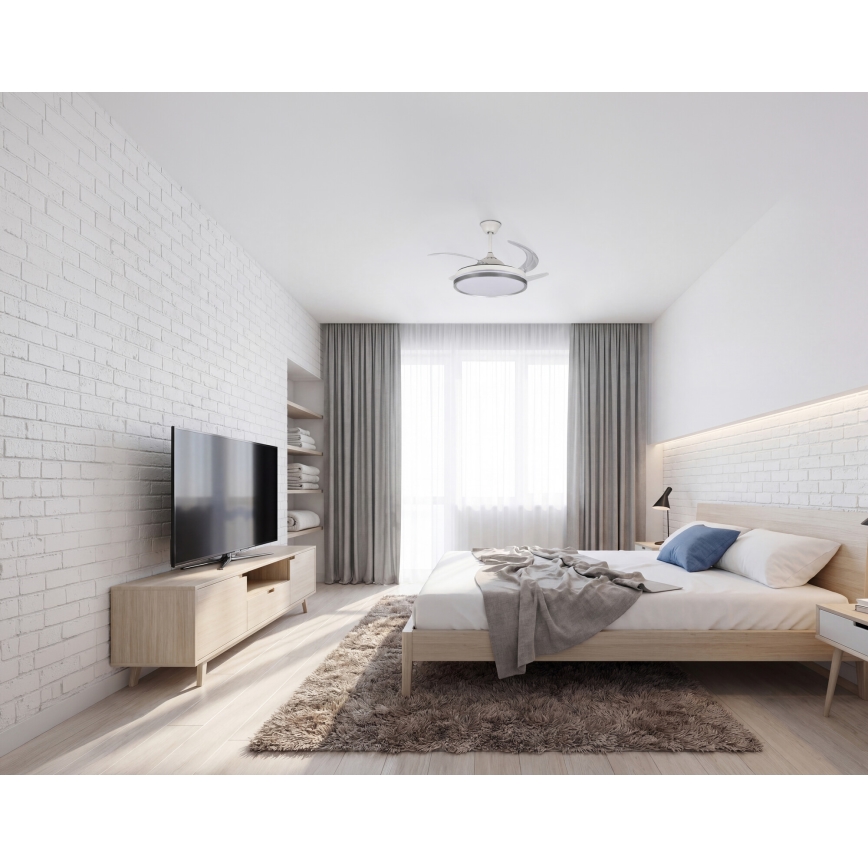 LED-hämardatav laelamp ventilaatoriga PLAVE LED/36W/230V 3000-6500K hõbe/valge + kaugjuhtimispult