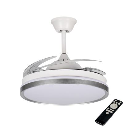 LED-hämardatav laelamp ventilaatoriga PLAVE LED/36W/230V 3000-6500K hõbe/valge + kaugjuhtimispult