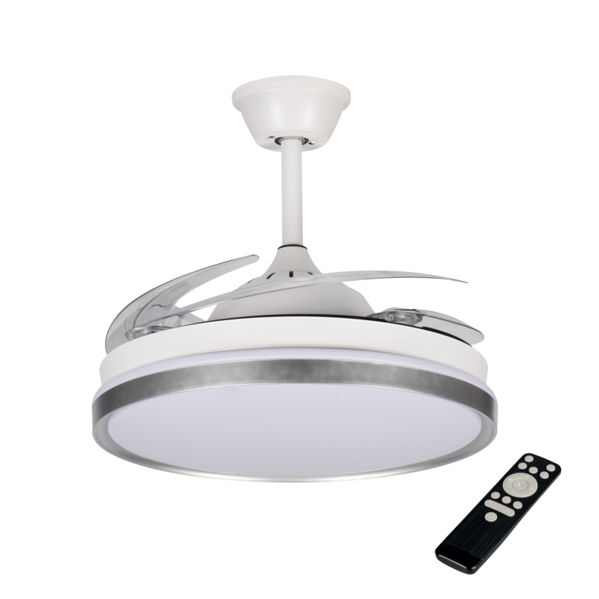 LED-hämardatav laelamp ventilaatoriga PLAVE LED/36W/230V 3000-6500K hõbe/valge + kaugjuhtimispult