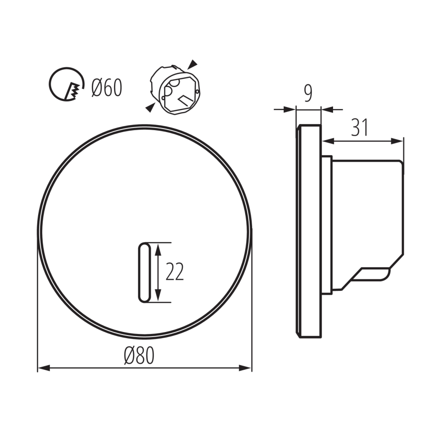 Ümmargune must LED-trepi valgusti MAGNIK LED/1,7W/230V 2700/3300/3900/4600/5700K