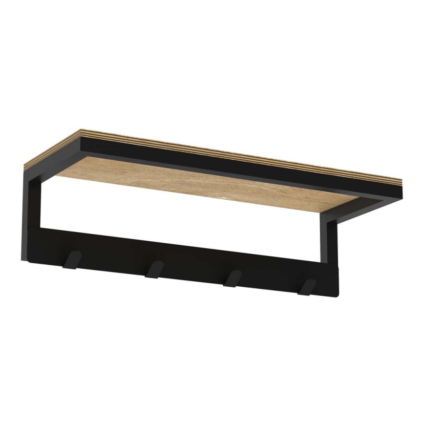 Käterätihoidja seinale koos riiuliga 10x40 cm must
