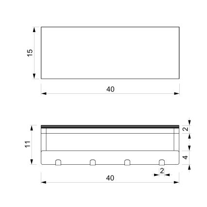 Käterätihoidja seinale koos riiuliga 10x40 cm must