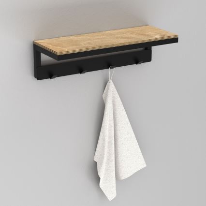 Käterätihoidja seinale koos riiuliga 10x40 cm must
