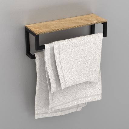 Käterätihoidja seinale koos riiuliga 14x40 cm must