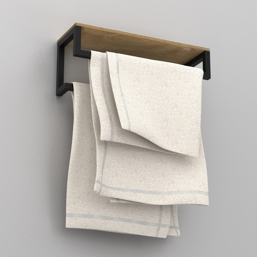 Käterätihoidja seinale koos riiuliga 14x40 cm must