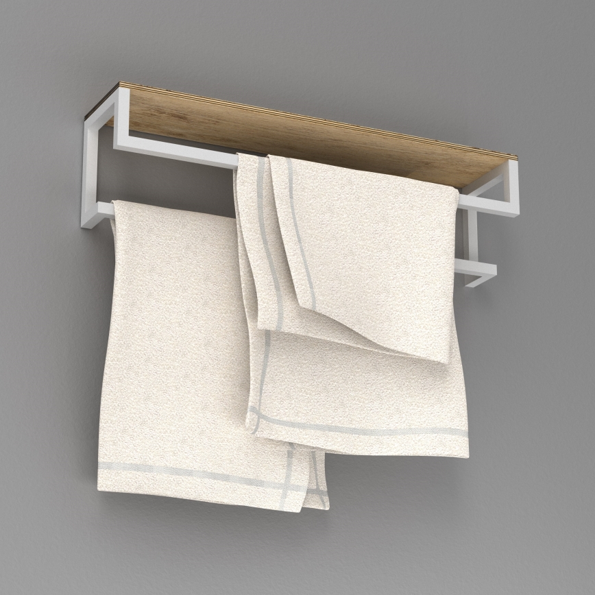 Käterätihoidja seinale koos riiuliga 14x60 cm valge