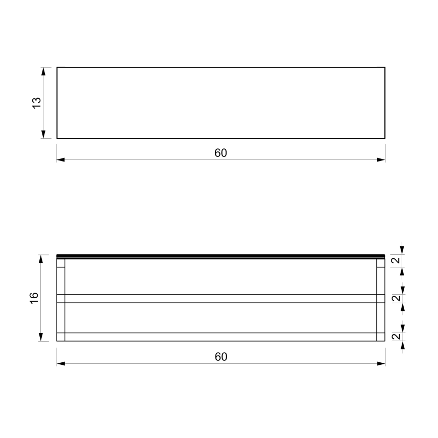 Käterätihoidja seinale koos riiuliga 14x60 cm valge